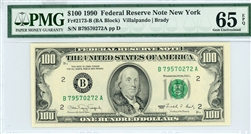 2173-B (BA Block), $100 Federal Reserve Note New York, 1990