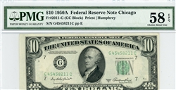 2011-G (GC Block), $10 Federal Reserve Note Chicago, 1950A
