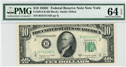 2013-B (BI Block), $10 Federal Reserve Note New York, 1950C