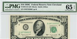 2013-D (DC Block), $10 Federal Reserve Note Cleveland, 1950C