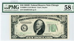 2009-G (GD Block), $10 Federal Reserve Note Chicago, 1934D