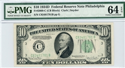 2009-C (CB Block), $10 Federal Reserve Note Philadelphia, 1934D