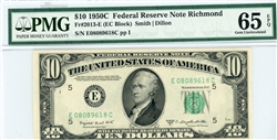 2013-E (EC Block), $10 Federal Reserve Note Richmond, 1950C