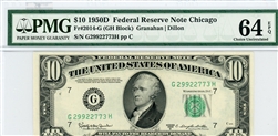 2014-G (GH Block), $10 Federal Reserve Note Chicago, 1950D