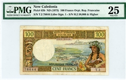 63b, 100 Francs New Caledonia, 1973