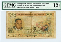 60a, 5000 Francs Madagascar, 1966