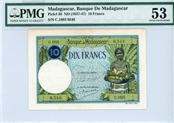 36, 10 Francs Madagascar, 1937-47