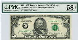 2119-G* (G* Block), $50 Federal Reserve Note Chicago, 1977