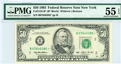 2125-B* (B* Block), $50 Federal Reserve Note New York, 1993