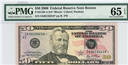 2130-A* (IA* Block), $50 Federal Reserve Note Boston, 2006