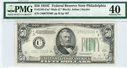 2105-Cm* Mule (C* Block), $50 Federal Reserve Note Philadelphia, 1934C