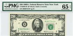 2068-B* (B* Block), $20 Federal Reserve Note New York, 1969A
