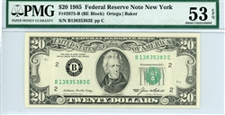 2075-B (BE Block), $20 Federal Reserve Note New York, 1985