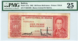 157a, 100 Pesos Bolivianos, 1962