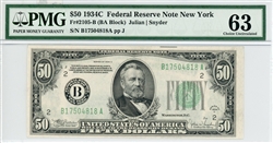 2105-B (BA Block), $50 Federal Reserve Note New York, 1934C