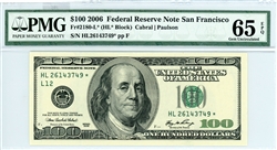 2180-L* (HL* Block), $100 Federal Reserve Note San Francisco, 2006