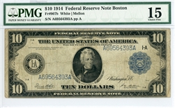907b, $10 Federal Reserve Note Boston, 1914