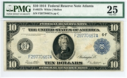 927b, $10 Federal Reserve Note Atlanta, 1914