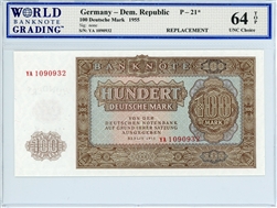 21*, 100 Deutsche Mark Germany-Dem. Republic, 1955