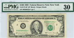 2172-B*, $100 Federal Reserve Note New York, 1988