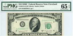 2013-D (DC Block), $10 Federal Reserve Note Cleveland, 1950C