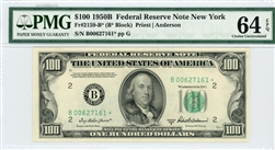 2159-B*, $100 Federal Reserve Note New York, 1950B