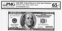 2178-L* (DL* Block), $100 Federal Reserve Note San Francisco, 2003