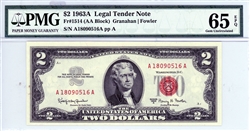 1514 (AA Block), $2 Legal Tender Note, 1963A