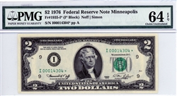 1935-I* (I* Block), $2 Federal Reserve Note, 1976