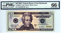 2089-E* (EE* Block), $20 Federal Reserve Note, 2004