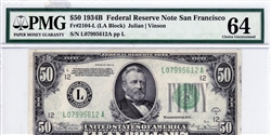 2104-L (LA Block), $50 Federal Reserve Note, 1934B