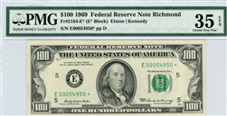 2164-E*, $100 Federal Reserve Note Richmond, 1969