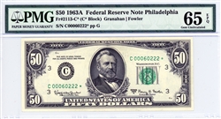 2113-C* (C* Block), $50 Federal Reserve Note Philadelphia, 1963A