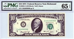 2022-E (EB Block), $10 Federal Reserve Note Richmond, 1974