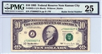 2032-J (JA Block), $10 Federal Reserve Note Kansas City, 1995