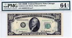 2012-G (GE Block), $10 Federal Reserve Note Chicago, 1950B