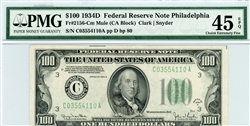 2156-Cm Mule, $100 Federal Reserve Note Philadelphia, 1934D