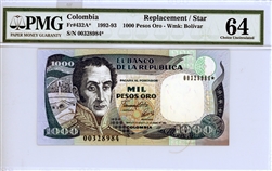 432A*, 1000 Pesos Oro Colombia, 1992-93