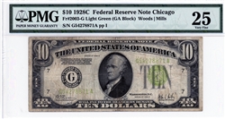 2003-G Light Green (GA Block), $10 Federal Reserve Note Chicago, 1928C