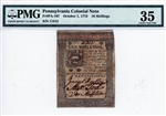 PA-167, 10 Shillings Pennsylvania Colonial Note, Oct. 1, 1773