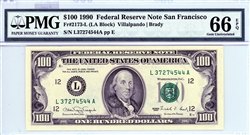 2173-L (LA Block), $100 Federal Reserve Note San Francisco, 1990