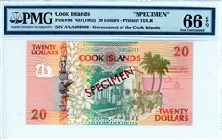 9s, 20 Dollars, Cook Islands, ND (1992)