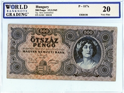 117x, 500 Pengo, Hungary, 15.5.1945