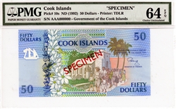 10s, 50 Dollars Cook Islands, ND (1992)