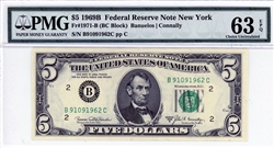 1971-B (BC Block), $5 Federal Reserve Note New York, 1969B