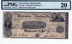 Hackensack, New Jersey, $3, 1830s