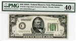 2101-Cdgs Dark Green (CA Block), $50 Federal Reserve Note Philadelphia, 1928A