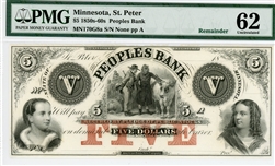 St. Peter, Minnesota, $5, 1850s-60s