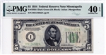 1956-I Dark Green (IA Block), $5 Federal Reserve Note Minneapolis, 1934