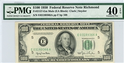 2157-Em Mule, $100 Federal Reserve Note Richmond, 1950